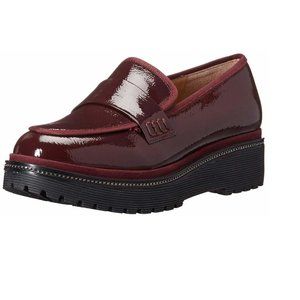 Franco Sarto Women's Patent Shelton Slip on Loafers 9M Merlot